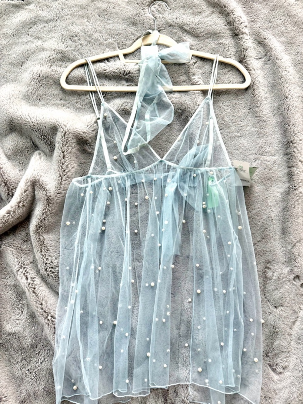 Honeydew NWT Pearl-Embellished Light Blue Babydoll Chemise - Women Intimates Set
